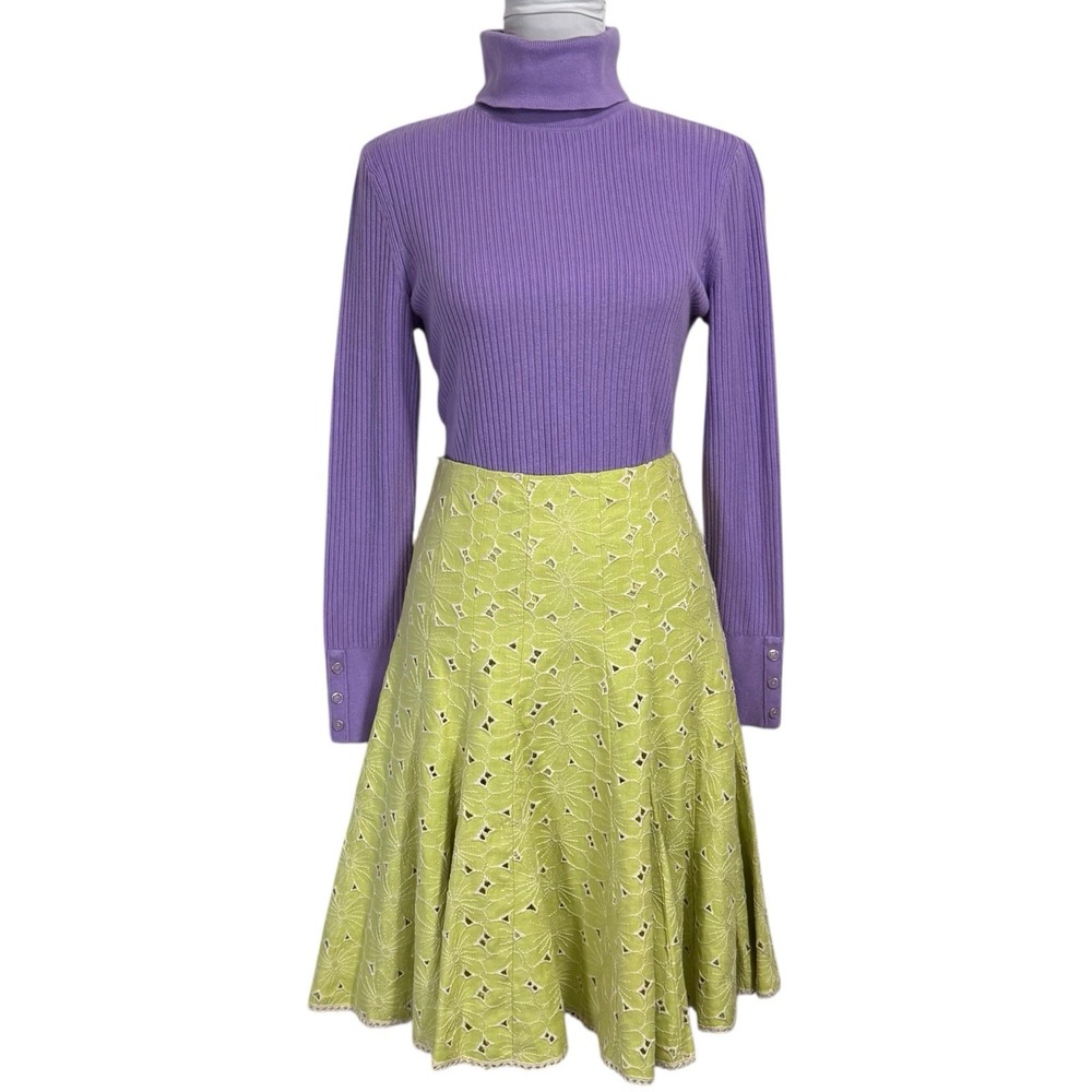 Y2K Nanette Lepore Embroidered Eyelet Lace Skirt size‎ 4 Floral Cottage Fairy